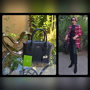 EUC Kate Spade Black Structured Satchel with Textured Leather